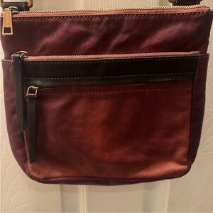 Fossil Burgundy Leather Crossbody Bag adjustable strap
